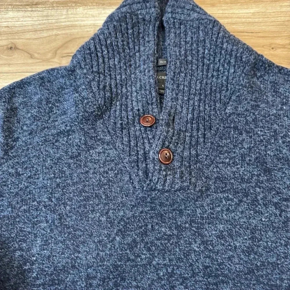 J. Crew Men's Lambswool Shawl-Collar
Pullover Sweater Marled Indigo Slim Large - Picture 9 of 11